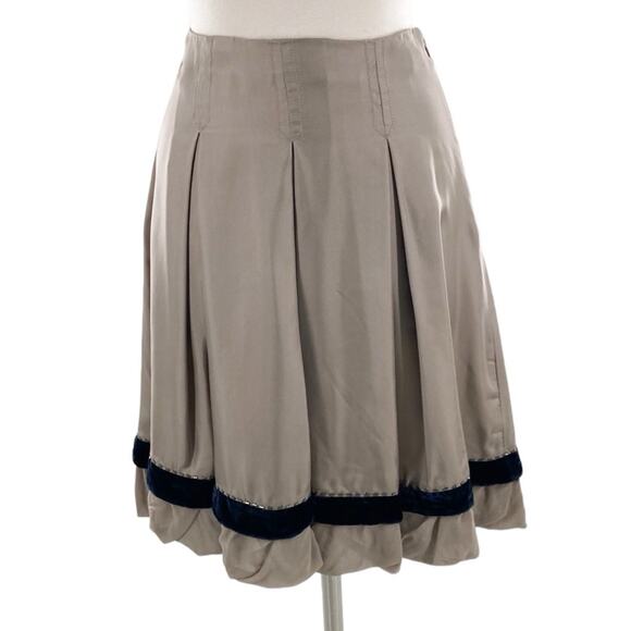 Cerruti 1881 Women's Taupe Navy Silk Knee length Skirt Size 42 Italy - Picture 1 of 11